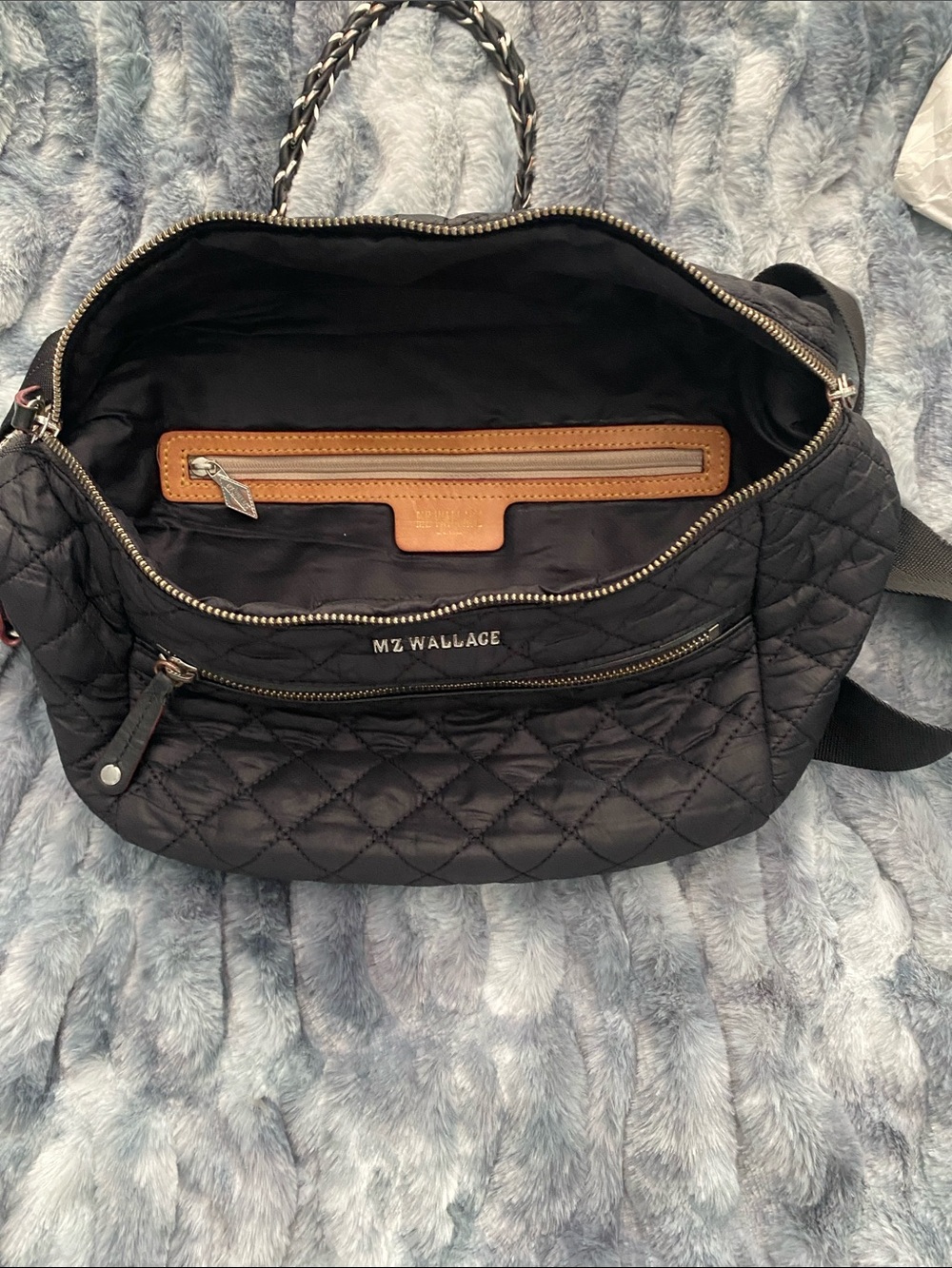 MZ Wallace Large Metro Sling Quilted Black Crossbody with Chain Accent. - Picture 4 of 8